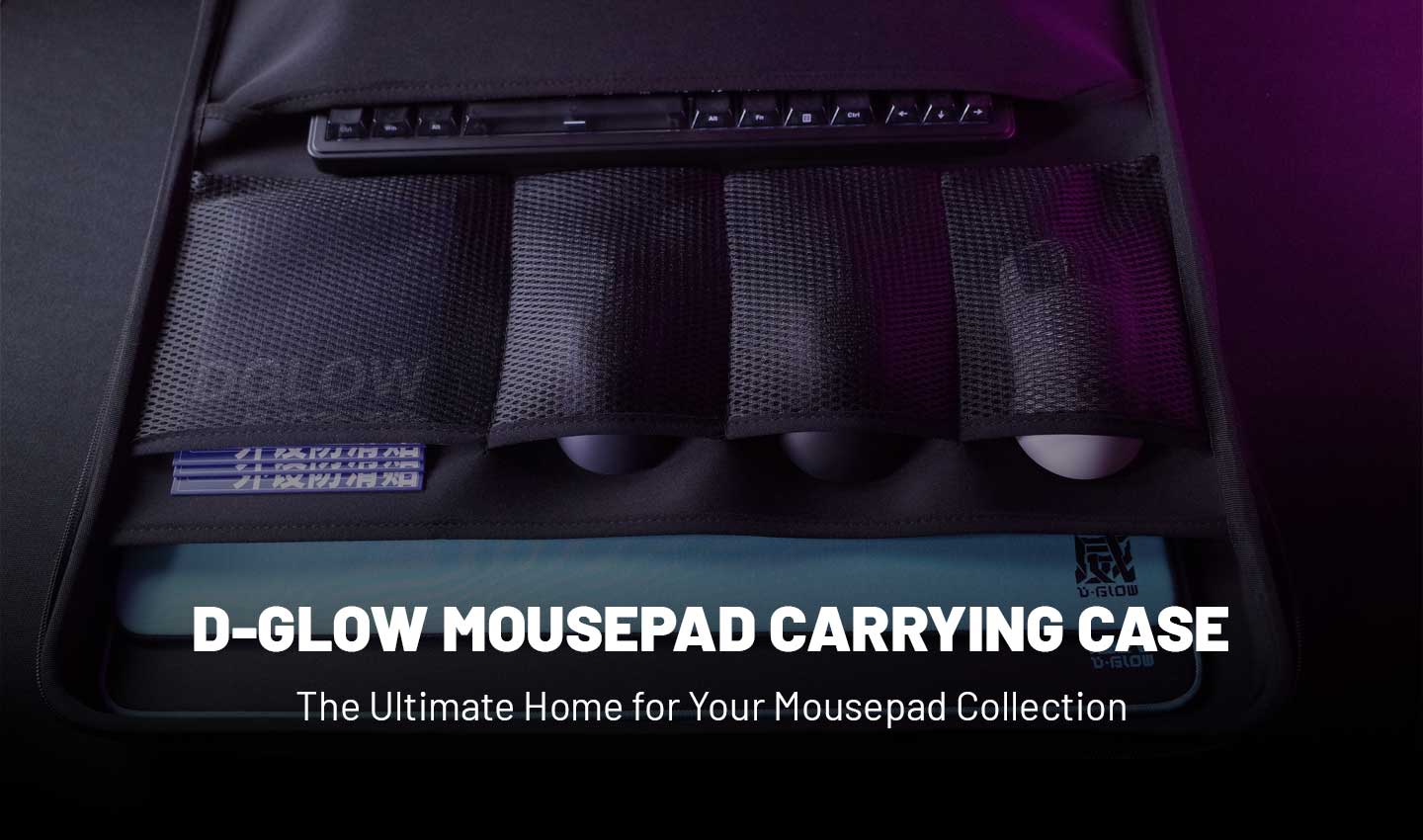 Now available: the d glow mousepad carrying case — the ultimate home for your mousepad collection