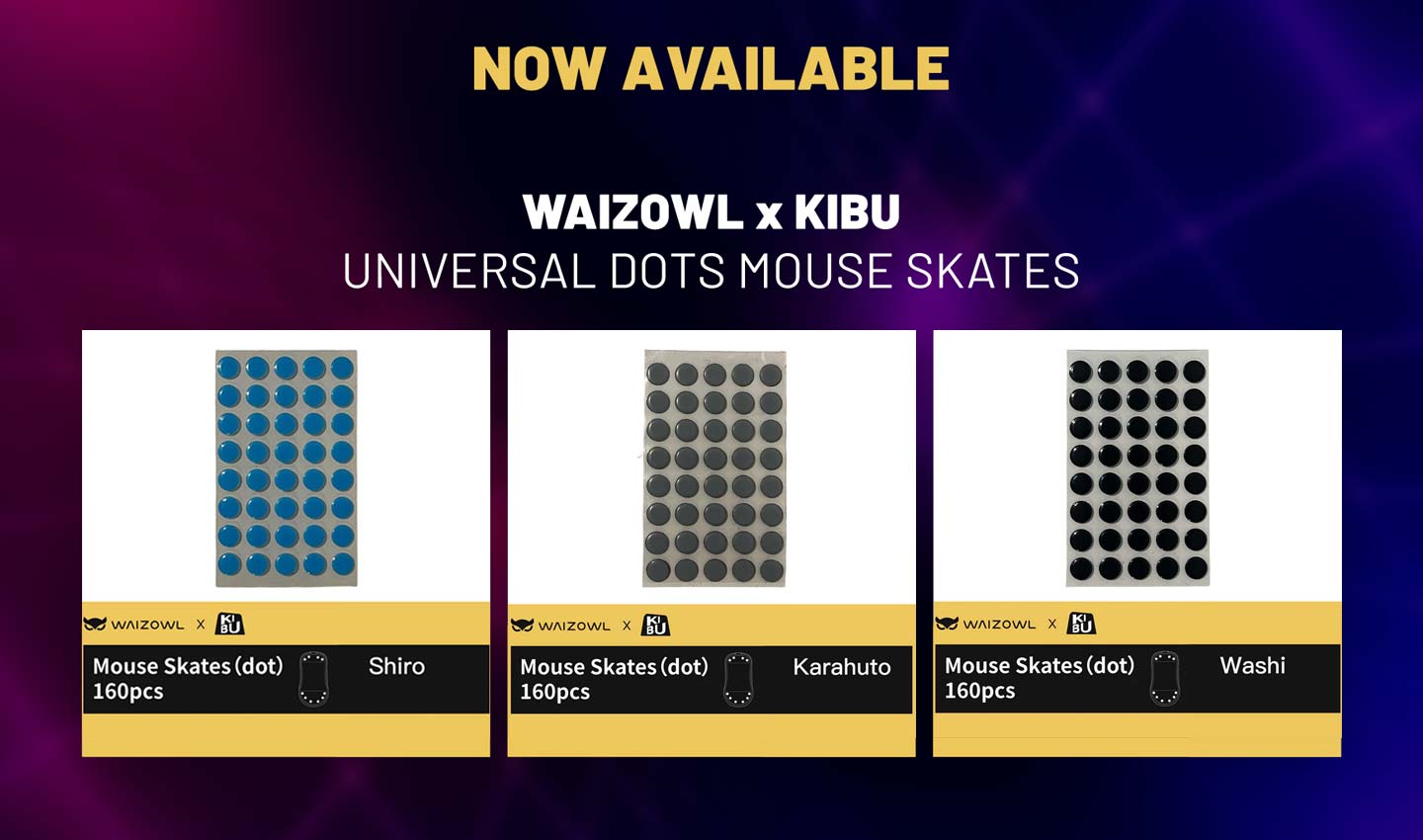Jp gaming now carrying waizowl x kibu mouse skates   precision glide for every gamer