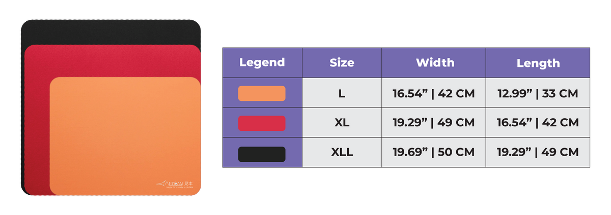 Size Chart – JP Gaming Size Chart – JP Gaming