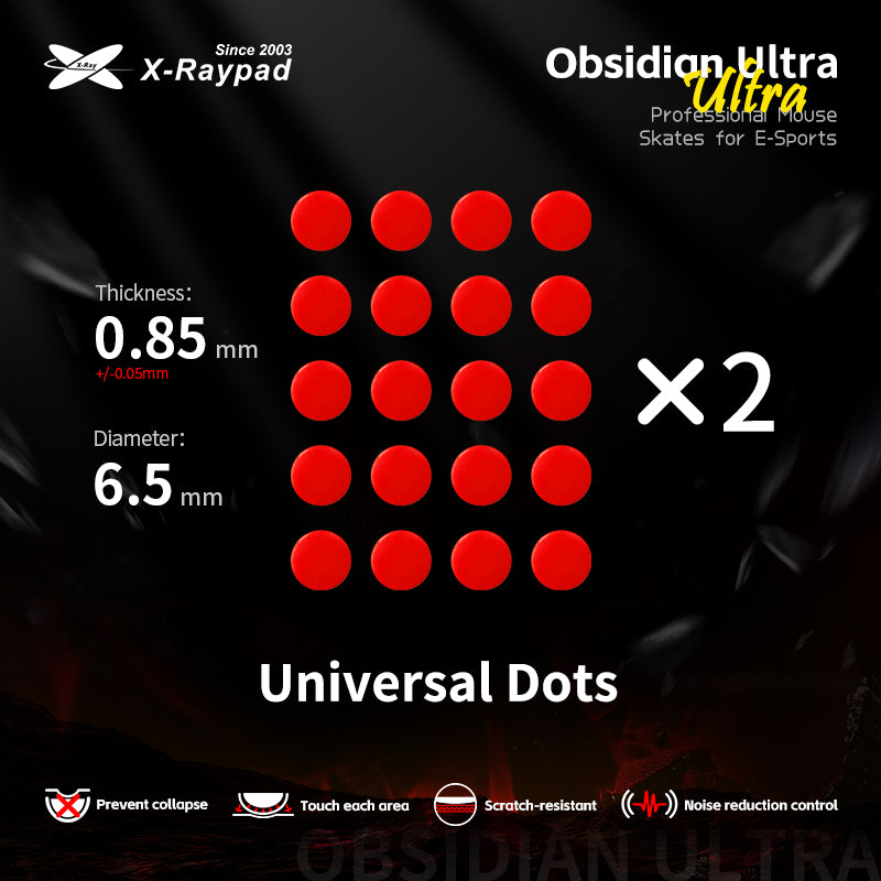 X-Raypad Obsidian Ultra Mouse Skates - Universal Dots